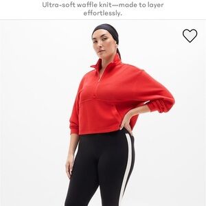 Athleta Vibrant Red Quarter-Zip Sweatshirt